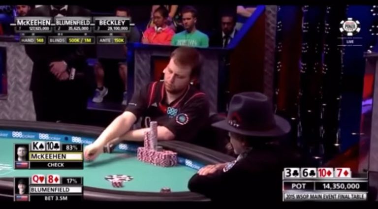 VIDEO - Neil Blumenfield intenta un tremendo bluff contra Joe McKeehen en la mesa final del Main Event de la WSOP 2015